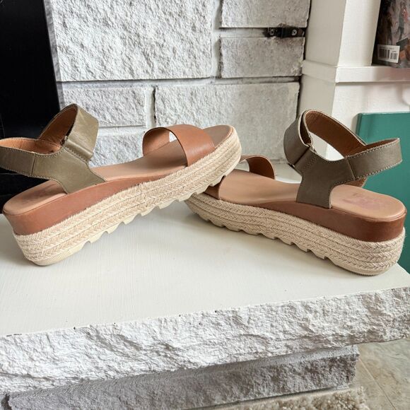 Sorel Women's Cameron Flatform Chunky Sandals Ankle Strap Olive Green Brown 10 - Picture 8 of 8